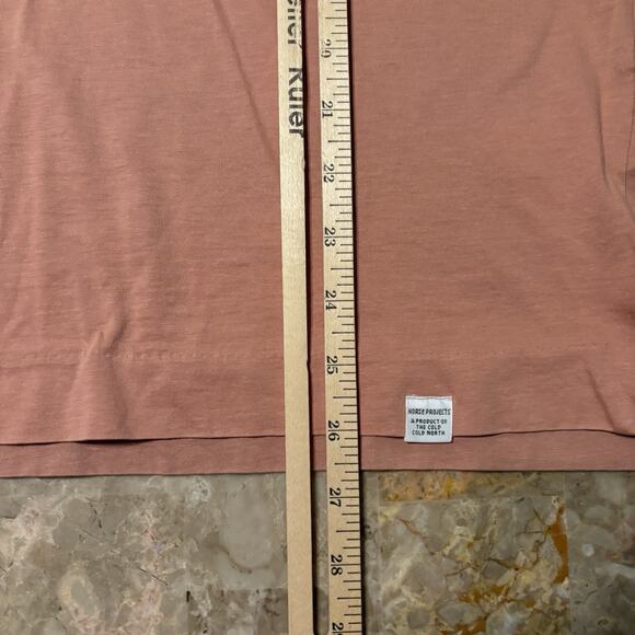 Norse Projects Shirt Mens Large Pink Esben Blind Stitch Short Sleeve Tee - Picture 6 of 13